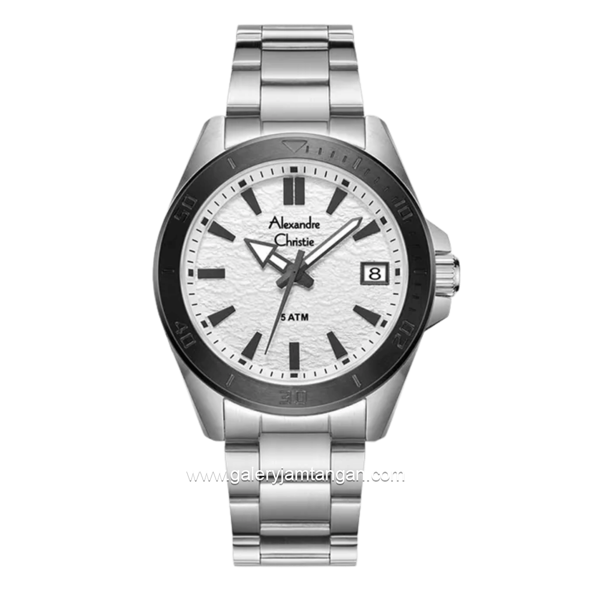 Alexandre Christie AC 6682 MDBTESL Silver Textured Dial Stainless Steel Strap