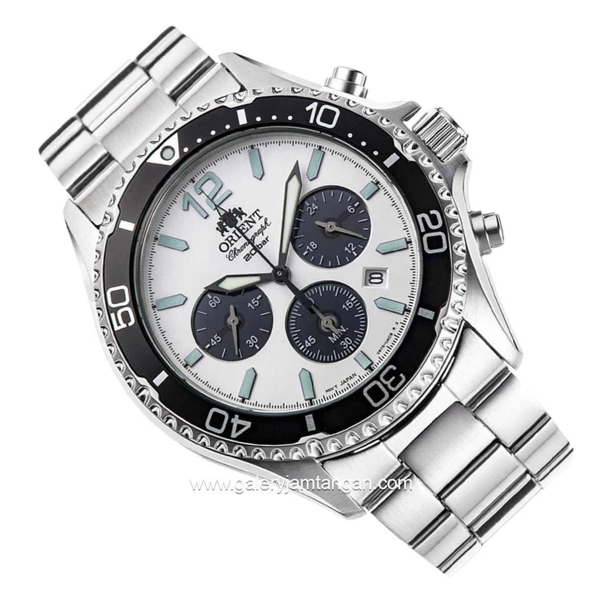 ORIENT MAKO SOLAR RA-TX0203S10B Silver Dial White Chronograph Stainless Steel