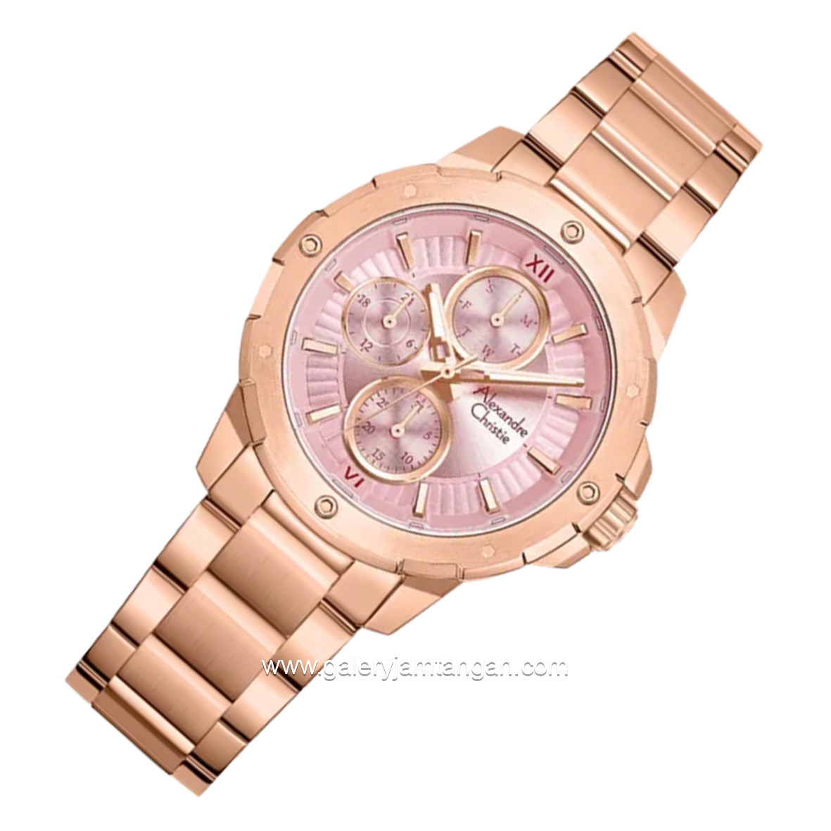 Alexandre Christie AC 6410 BF BRGPN-2 Pink Dial Rose Gold Stainless Steel Strap