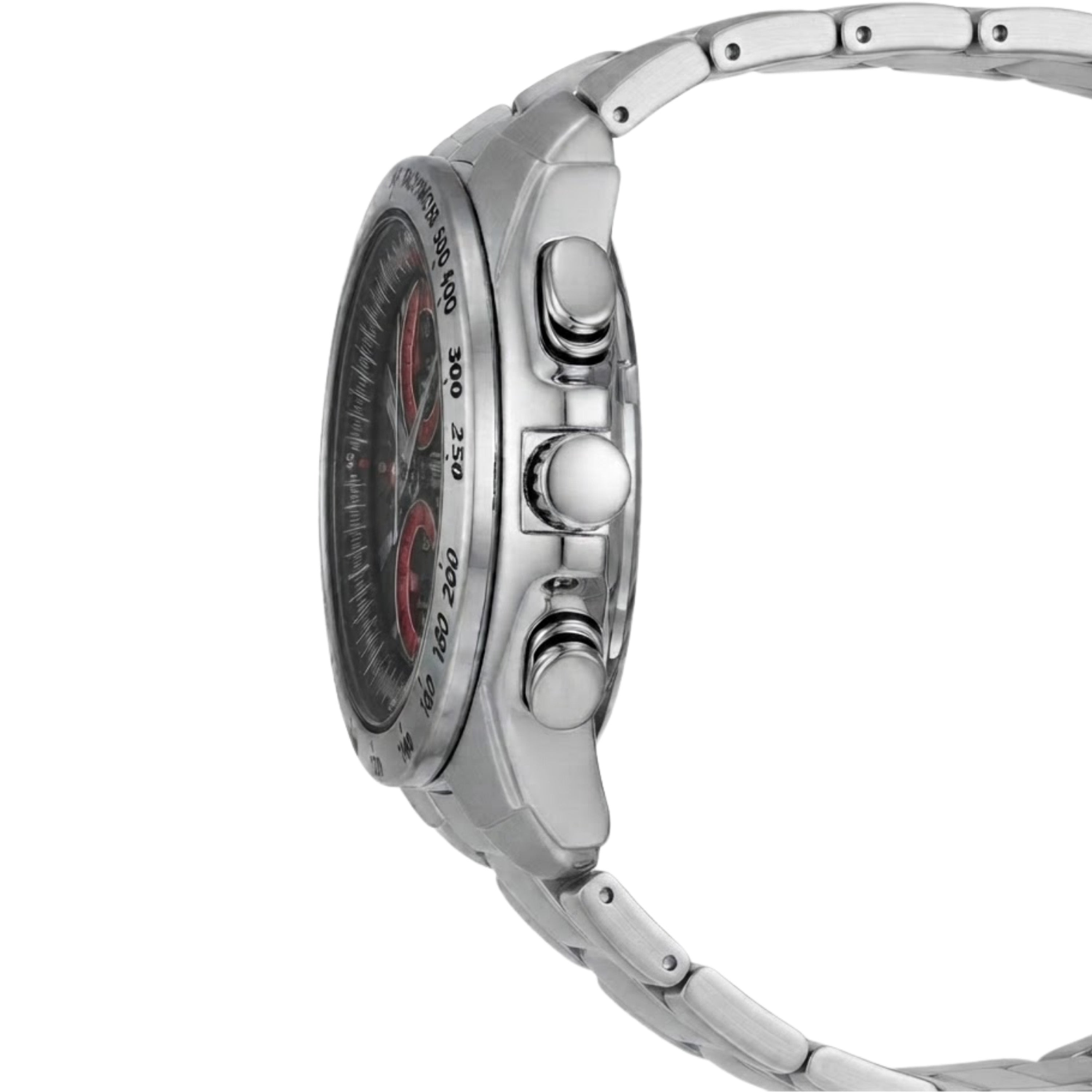 SEIKO SNAB07P1 Chronograph Alarm Black Dial Stainless Steel Strap