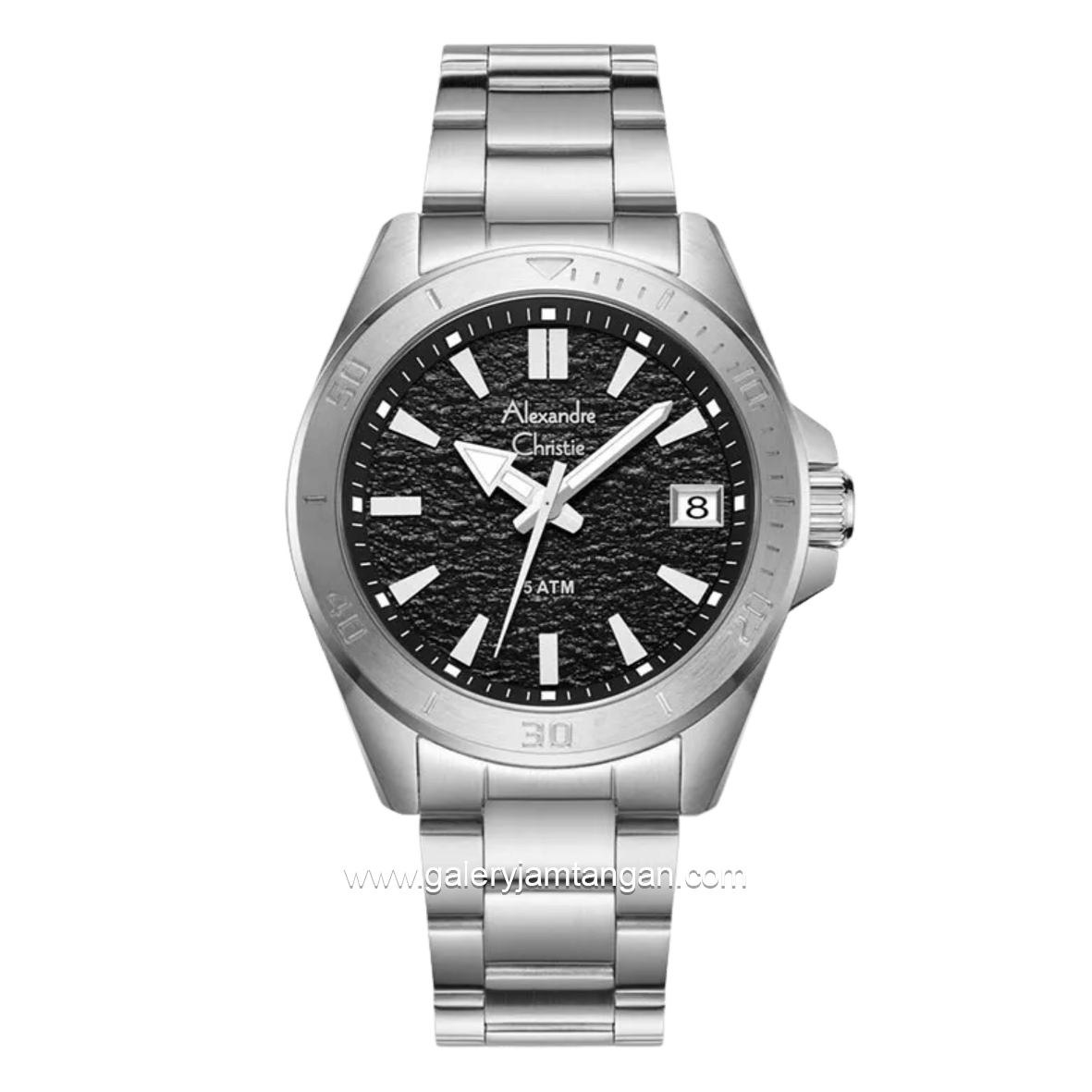 Alexandre Christie AC 6682 MDBSSBA Black Textured Dial Stainless Steel Strap