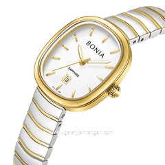 BONIA BNB10907-2112 Silver Yellow Dial White Stainless Steel Strap
