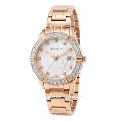 BONIA ROSSO BNR10988-2517S Rose Gold Dial White Stainless Steel Strap
