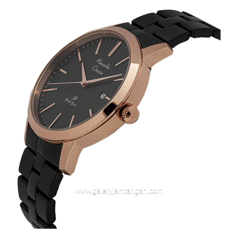 Alexandre Christie AC 1007 LDBBRBA Black Rosegold Stainless Steel Strap