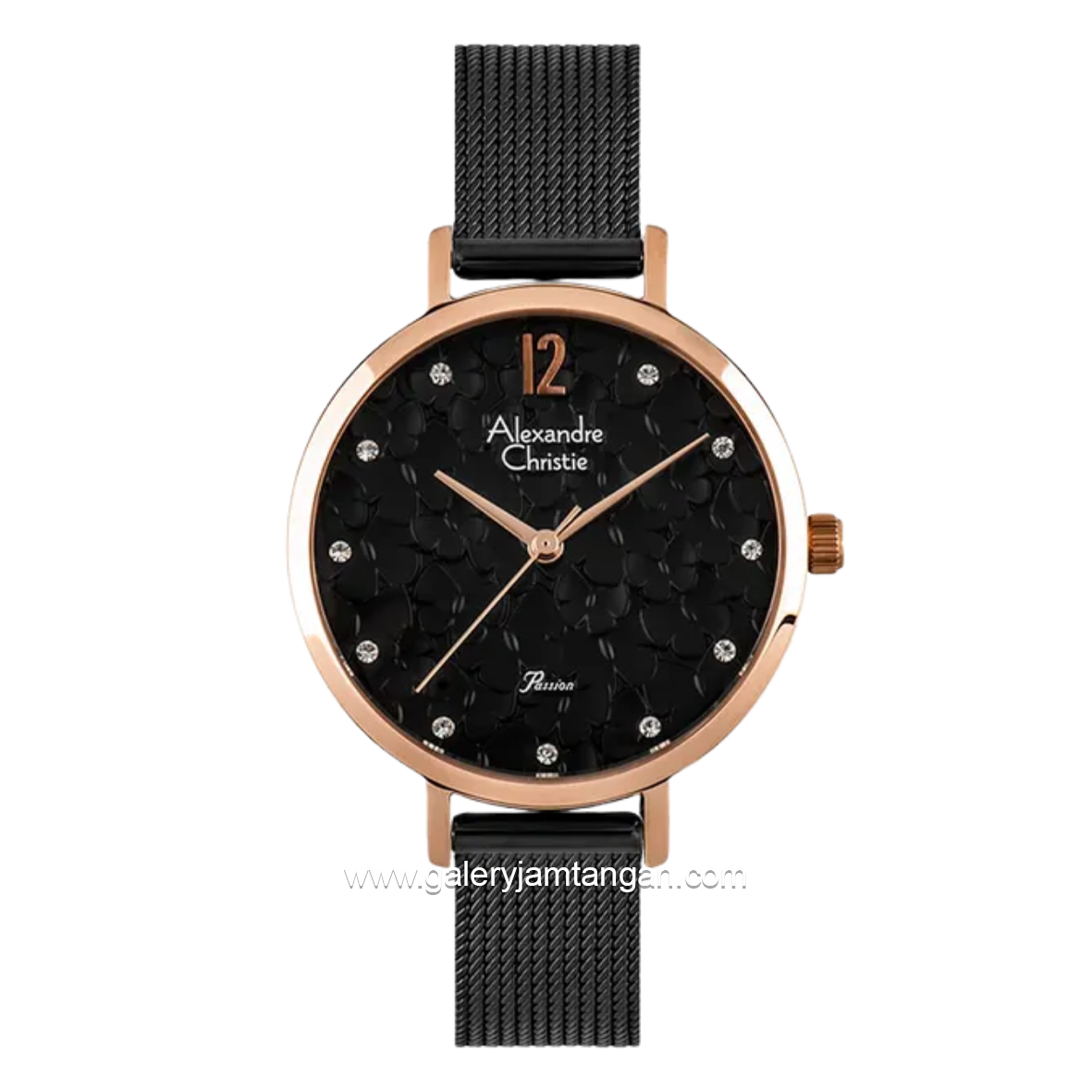 Alexandre Christie Passion AC 2728 LH BBRBA Black Motif Dial Black Stainless Steel Strap