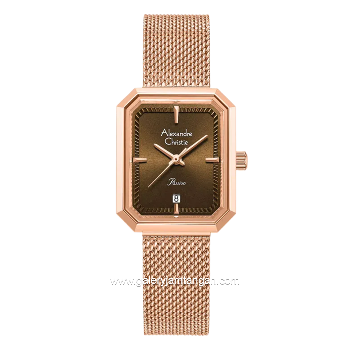 Alexandre Christie Passion AC 2B29 LD BRGBO 2 Brown Dial Rose Gold Mesh Strap