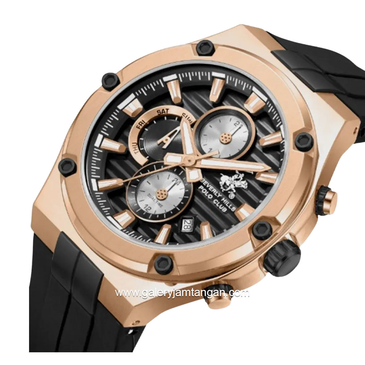 BEVERLY HILLS POLO CLUB BHPC BP3822X.451 Black Gold Silicone Strap