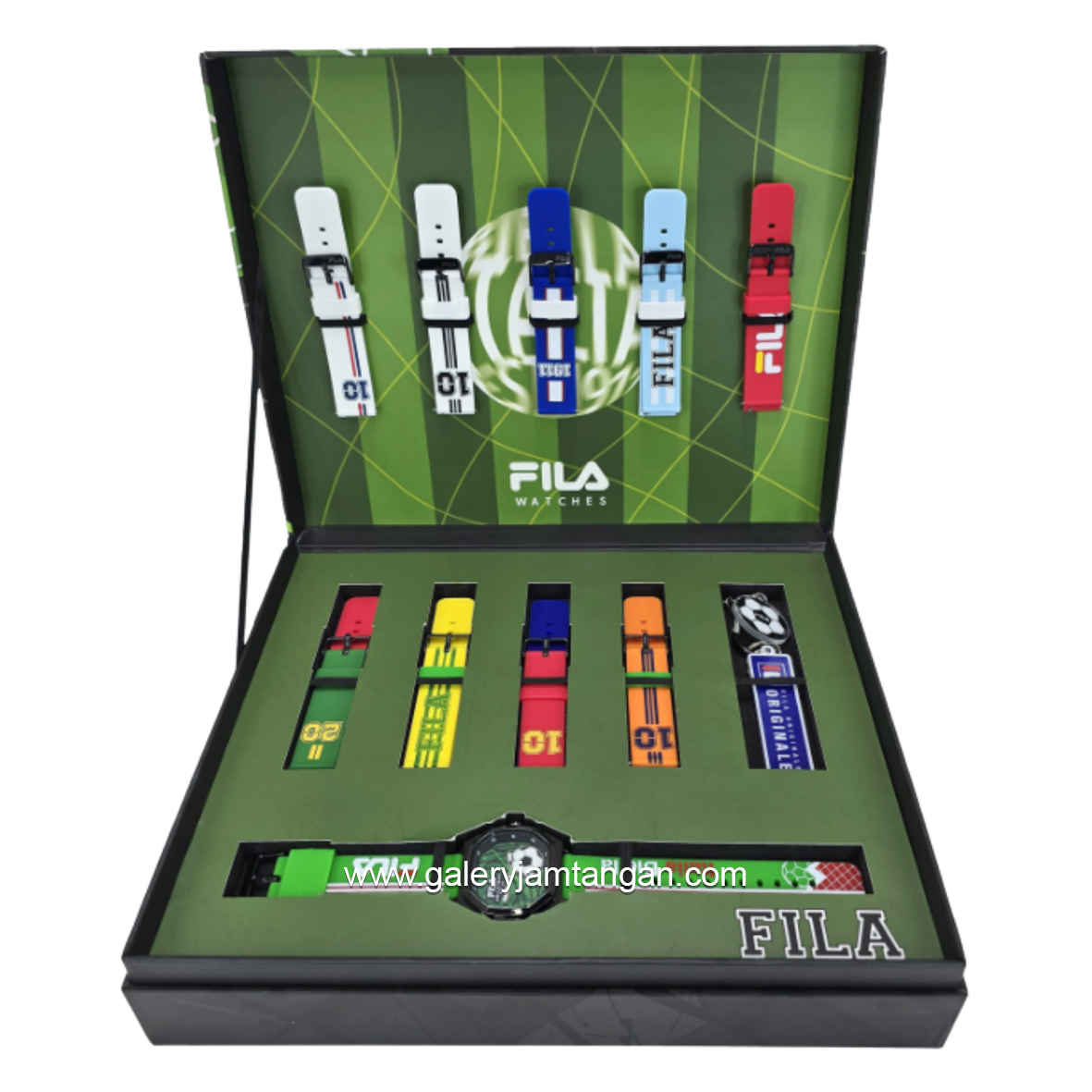 FILA BIELLA ITALIA 38-6808-001 Green Red Rubber Strap