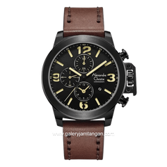Alexandre Christie Chronograph AC 6280 GCLIPBAIV Men Black Dial Brown Leather Strap