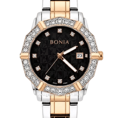 BONIA ROSSO BNR10988-2637S Silver Combi Gold Dial Black Stainless Steel Strap