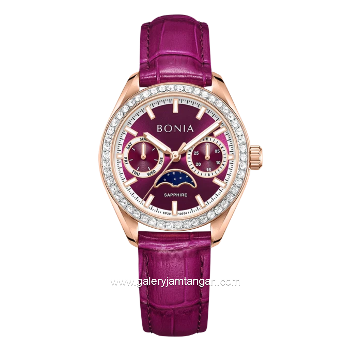 BONIA BNB10934-2562S Purple Rose Gold Dial Purple Leather Strap