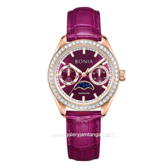 BONIA BNB10934-2562S Purple Rose Gold Dial Purple Leather Strap