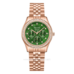Alexandre Christie AC 2496 BFBRGOG1 Rose Gold Dial Green Stainless Steel Strap