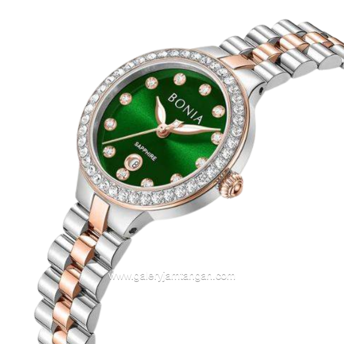 BONIA BNB10909-2697S Silver Combi Gold Dial Green Stainless Steel Strap