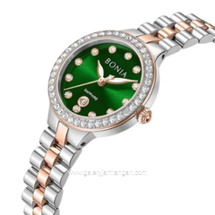BONIA BNB10909-2697S Silver Combi Gold Dial Green Stainless Steel Strap