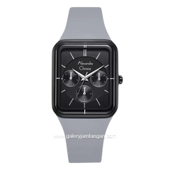 Alexandre Christie Passion AC 2744 BF RIPBAGR Black Dial Grey Rubber Strap