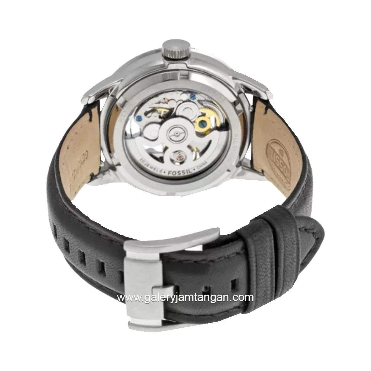 FOSSIL ME3085 Automatic Black Silver Leather Strap