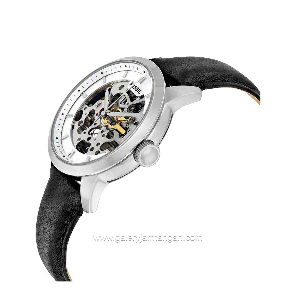 FOSSIL ME3085 Automatic Black Silver Leather Strap