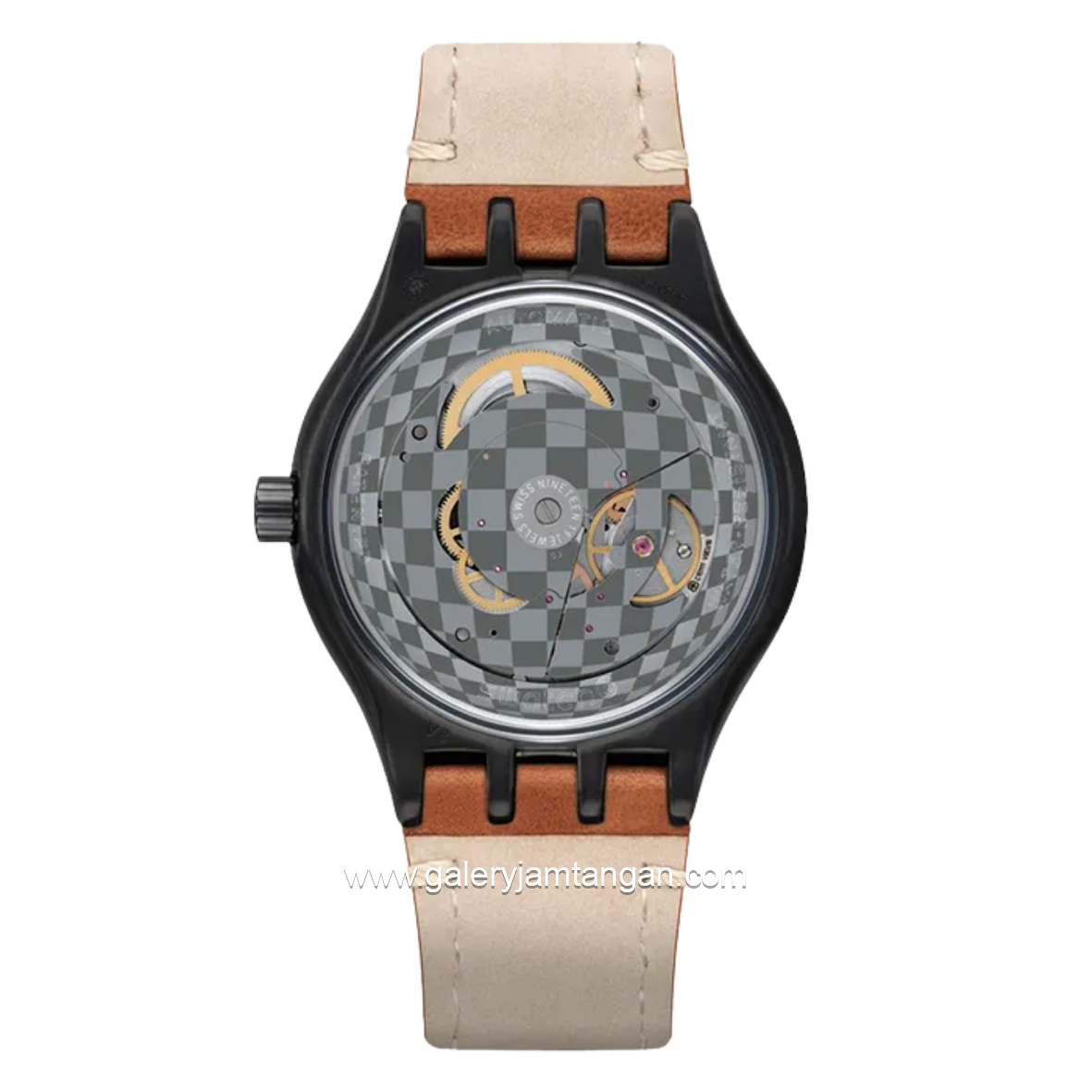 SWATCH YIB402 C1 Skeleton Brown Leather Swiss Made