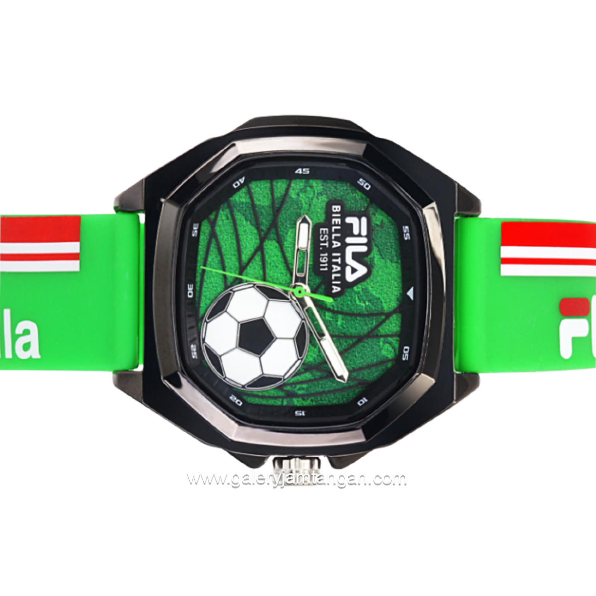 FILA BIELLA ITALIA 38-6808-001 Green Red Rubber Strap