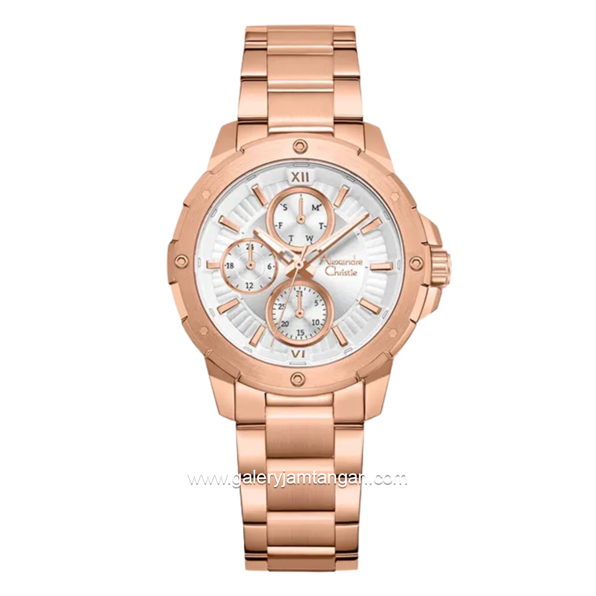 Alexandre Christie AC 6410 BF BRGSL-2 Silver Dial Rose Gold Stainless Steel Strap