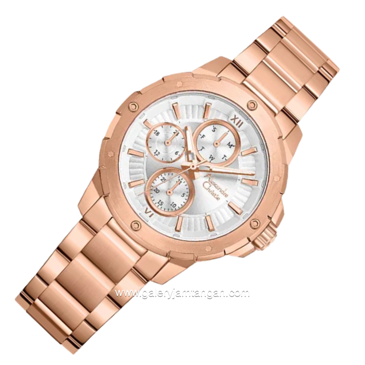Alexandre Christie AC 6410 BF BRGSL-2 Silver Dial Rose Gold Stainless Steel Strap