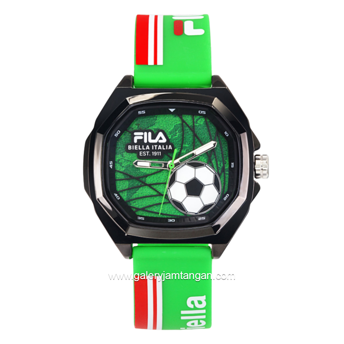 FILA BIELLA ITALIA 38-6808-001 Green Red Rubber Strap