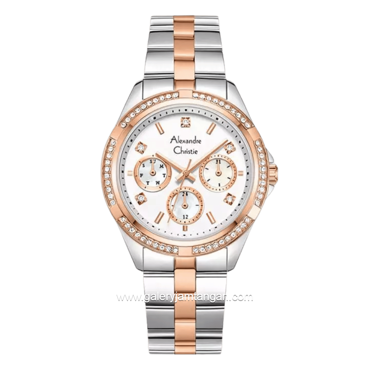 Alexandre Christie Multifunction AC 2947 BF BTRSL2 Silver Dial Dual Tone Stainless Steel Strap