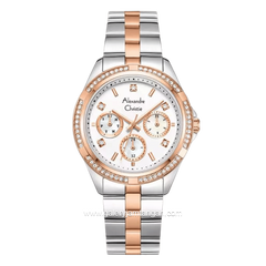 Alexandre Christie Multifunction AC 2947 BF BTRSL2 Silver Dial Dual Tone Stainless Steel Strap