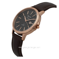 Alexandre Christie Primo Steel AC 1014 LD LRGDG Black Dial Dark Brown Leather Strap
