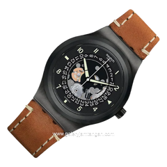 SWATCH YIB402 C1 Skeleton Brown Leather Swiss Made