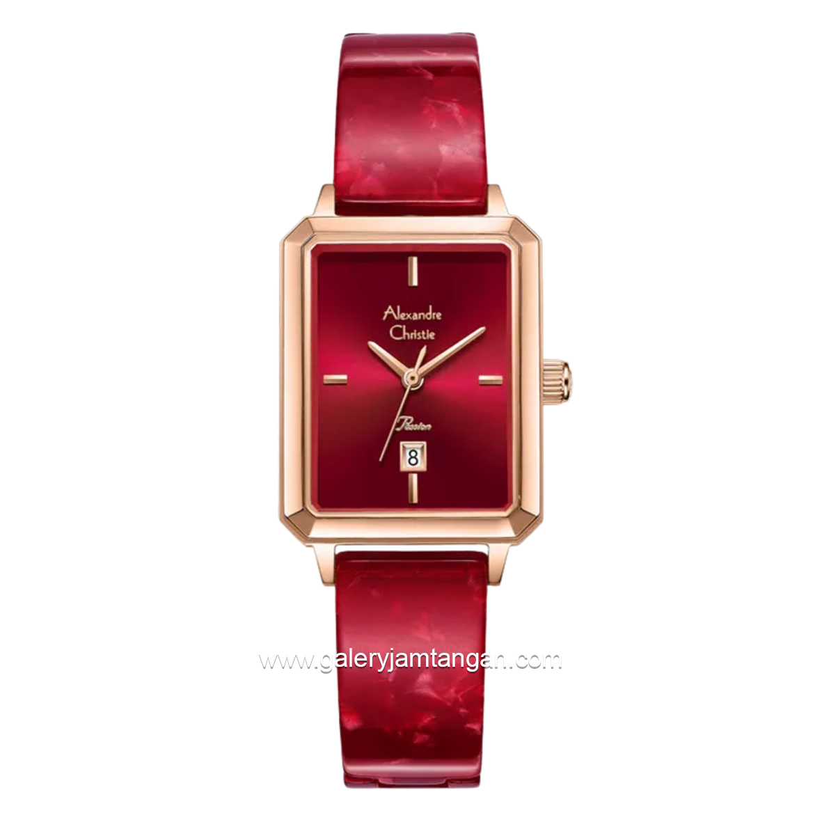 Alexandre Christie Passion AC 2B75 LD BRGRE Red Dial Red Acetate Strap