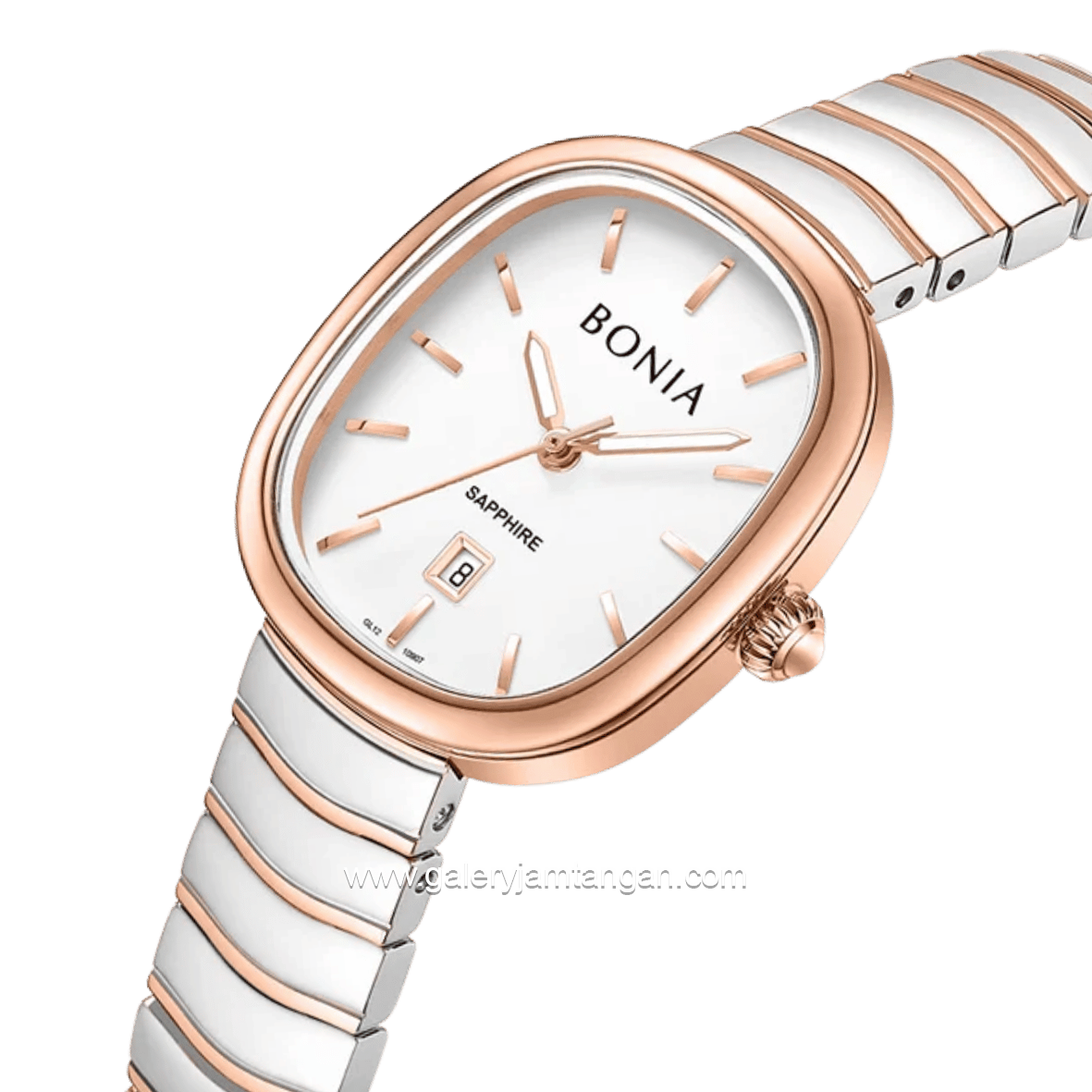 BONIA BNB10907-2612 Silver Rose Gold Dial White Stainless Steel Strap