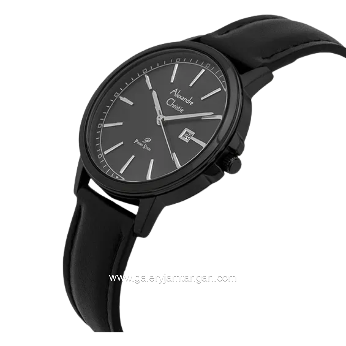 Alexandre Christie AC 1014 MD Full Black Leather Strap