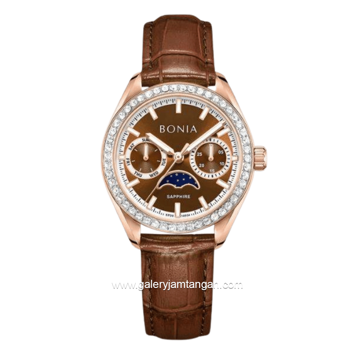 BONIA BNB10934-2542S Brown Rose Gold Dial Brown Leather Strap