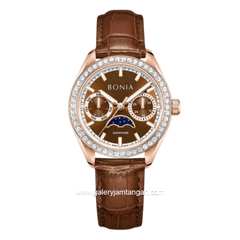 BONIA BNB10934-2542S Brown Rose Gold Dial Brown Leather Strap