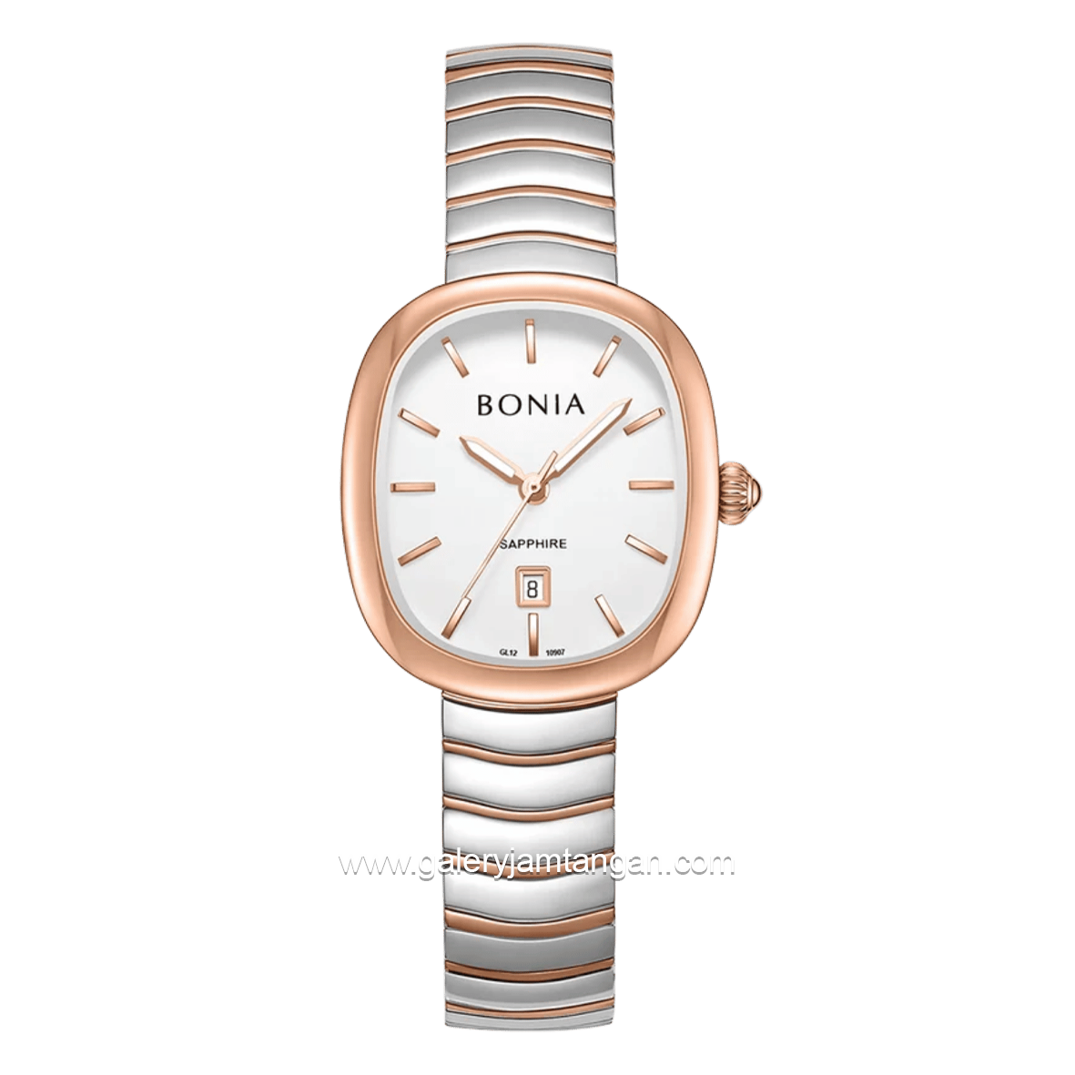 BONIA BNB10907-2612 Silver Rose Gold Dial White Stainless Steel Strap