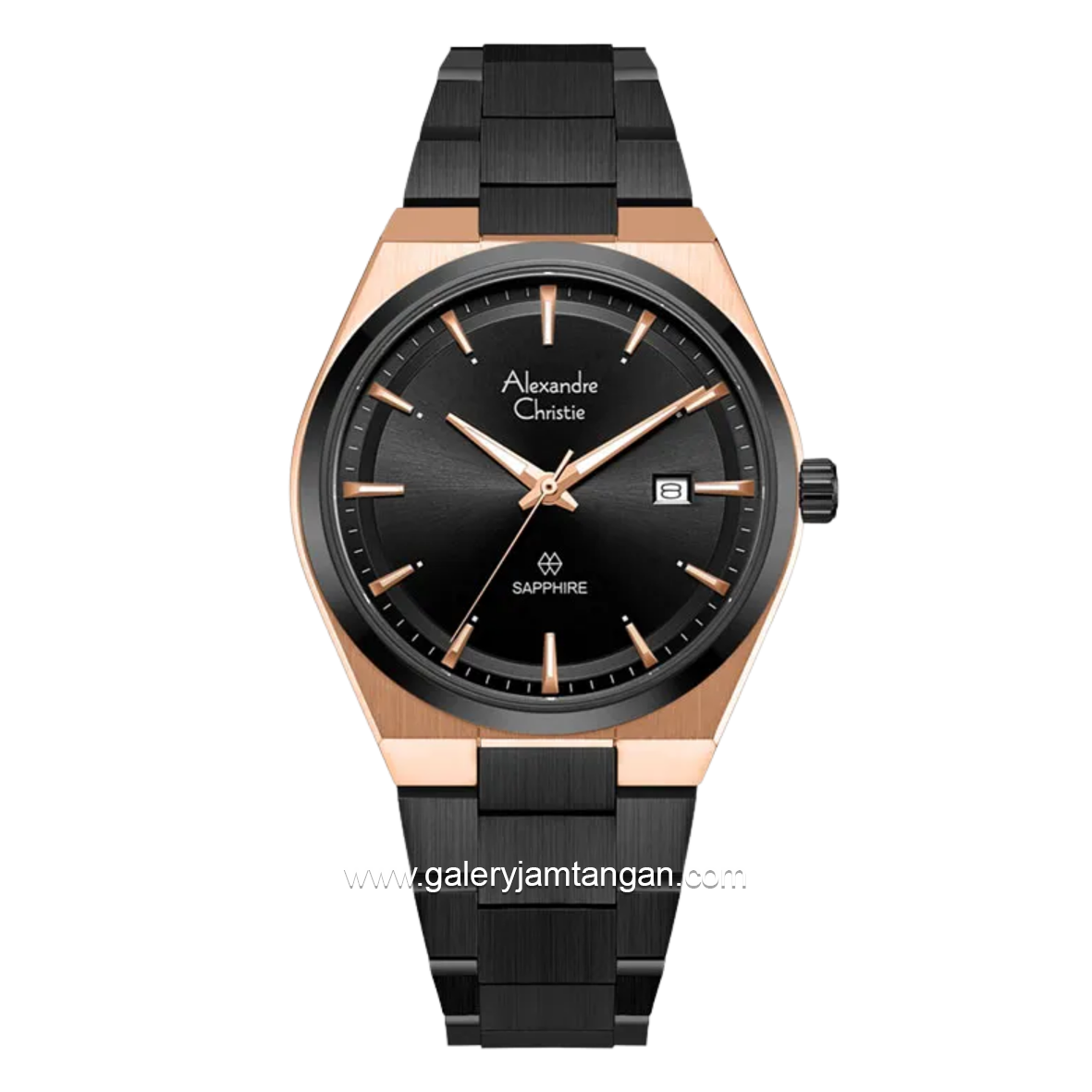 Alexandre Christie AC 8697 MDBBRBA Sapphire Black Dial Black Stainless Steel Strap