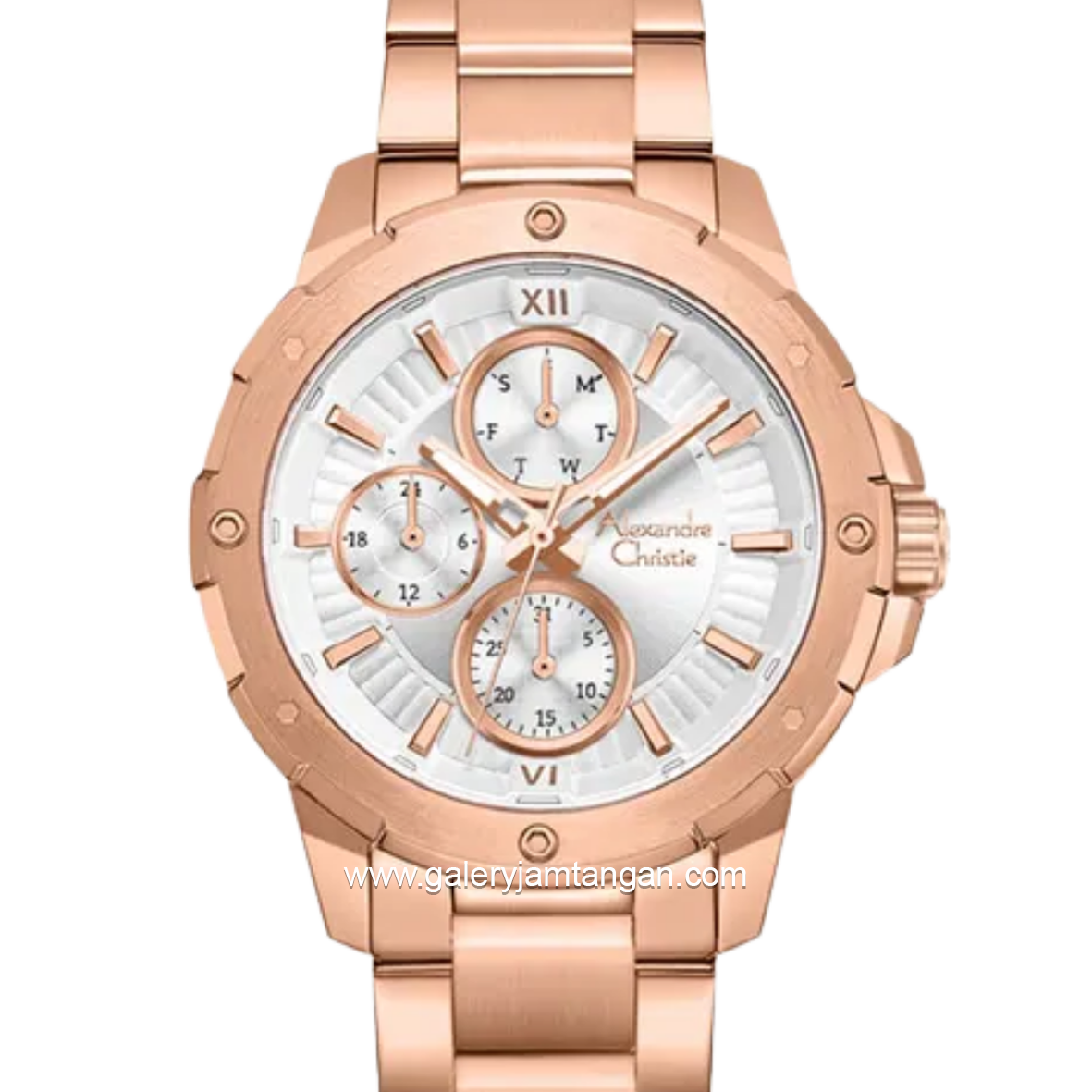 Alexandre Christie AC 6410 BF BRGSL-2 Silver Dial Rose Gold Stainless Steel Strap