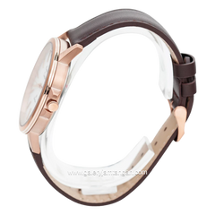Alexandre Christie AC 1014 MD Brown Rose Dial White Leather Strap