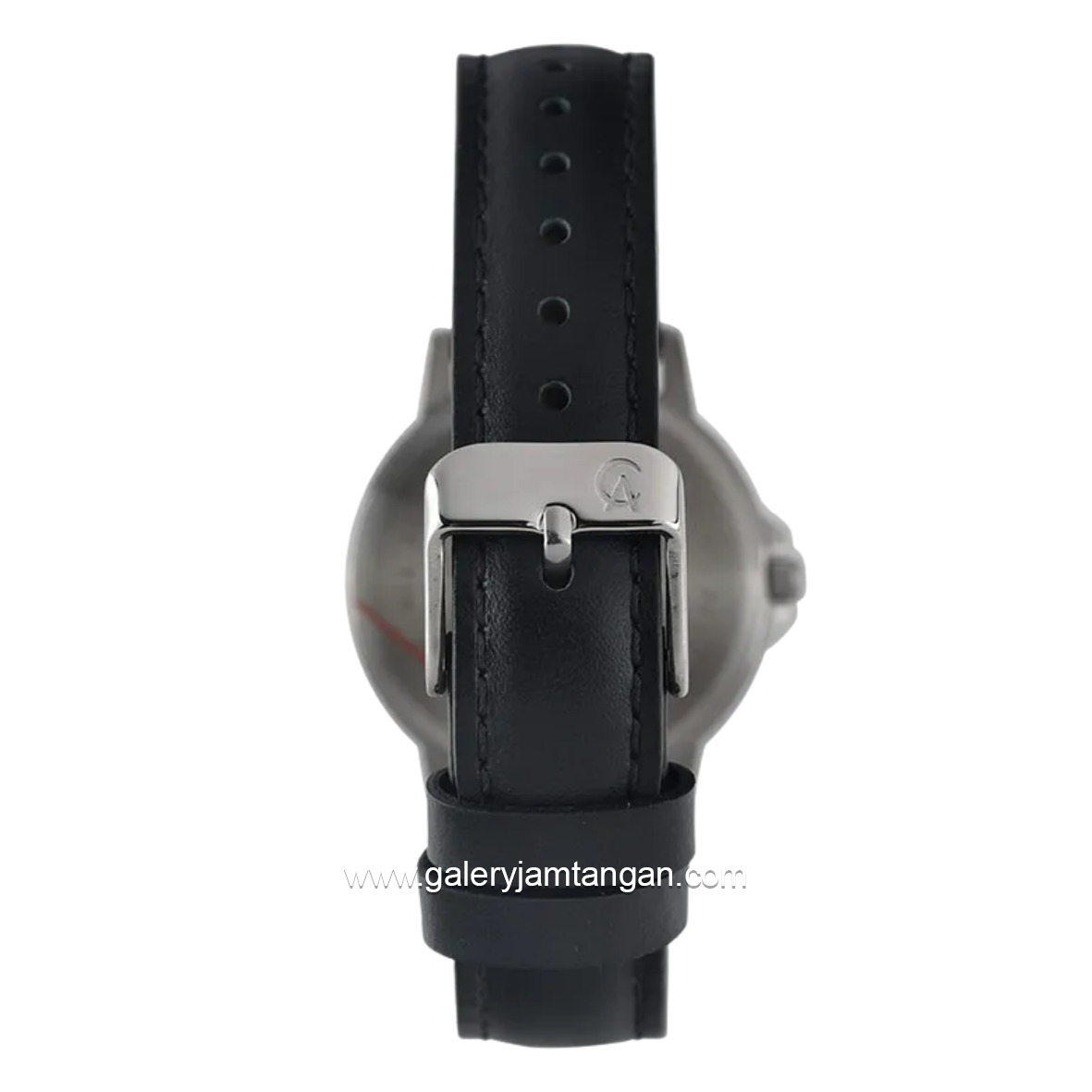 Alexandre Christie AC 1014 LD Black Silver Dial White Leather Strap