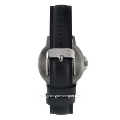Alexandre Christie AC 1014 LD Black Silver Dial White Leather Strap