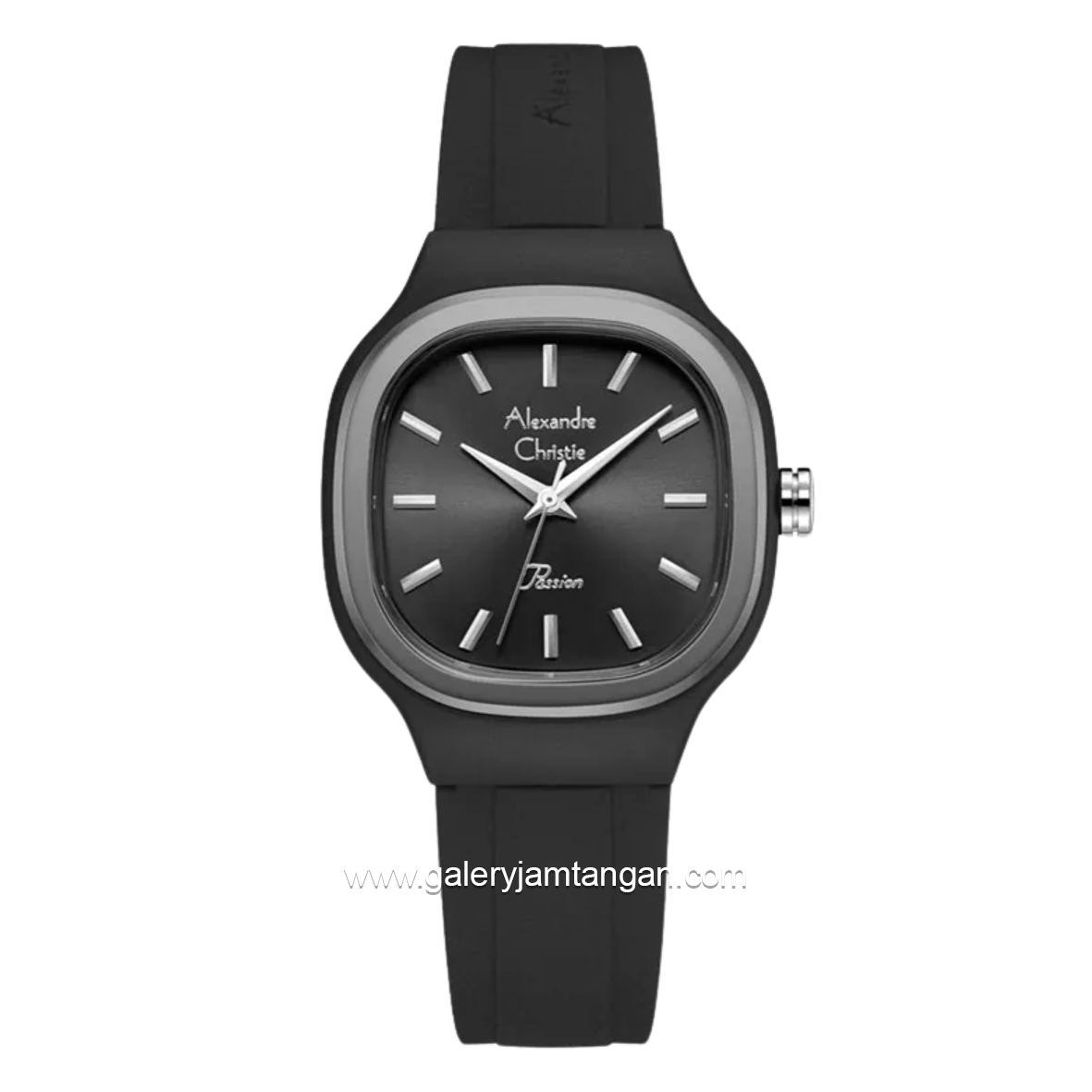 Alexandre Christie Passion AC 2B77 LH RIGBA Black Dial Black Rubber Strap