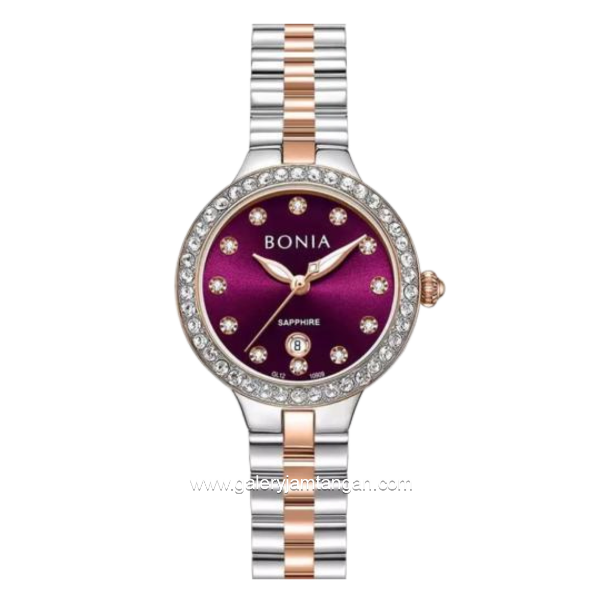 BONIA BNB10909-2667S Silver Combi Gold Dial Maroon Stainless Steel Strap