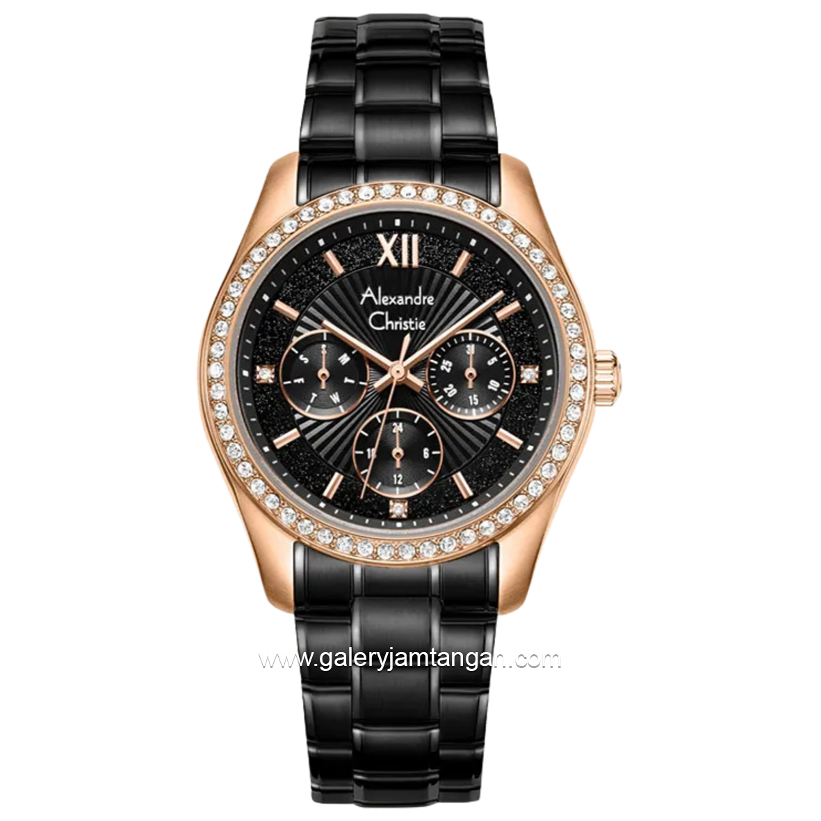 Alexandre Christie AC 2645 BF Black Rosegold Stainless Steel Strap