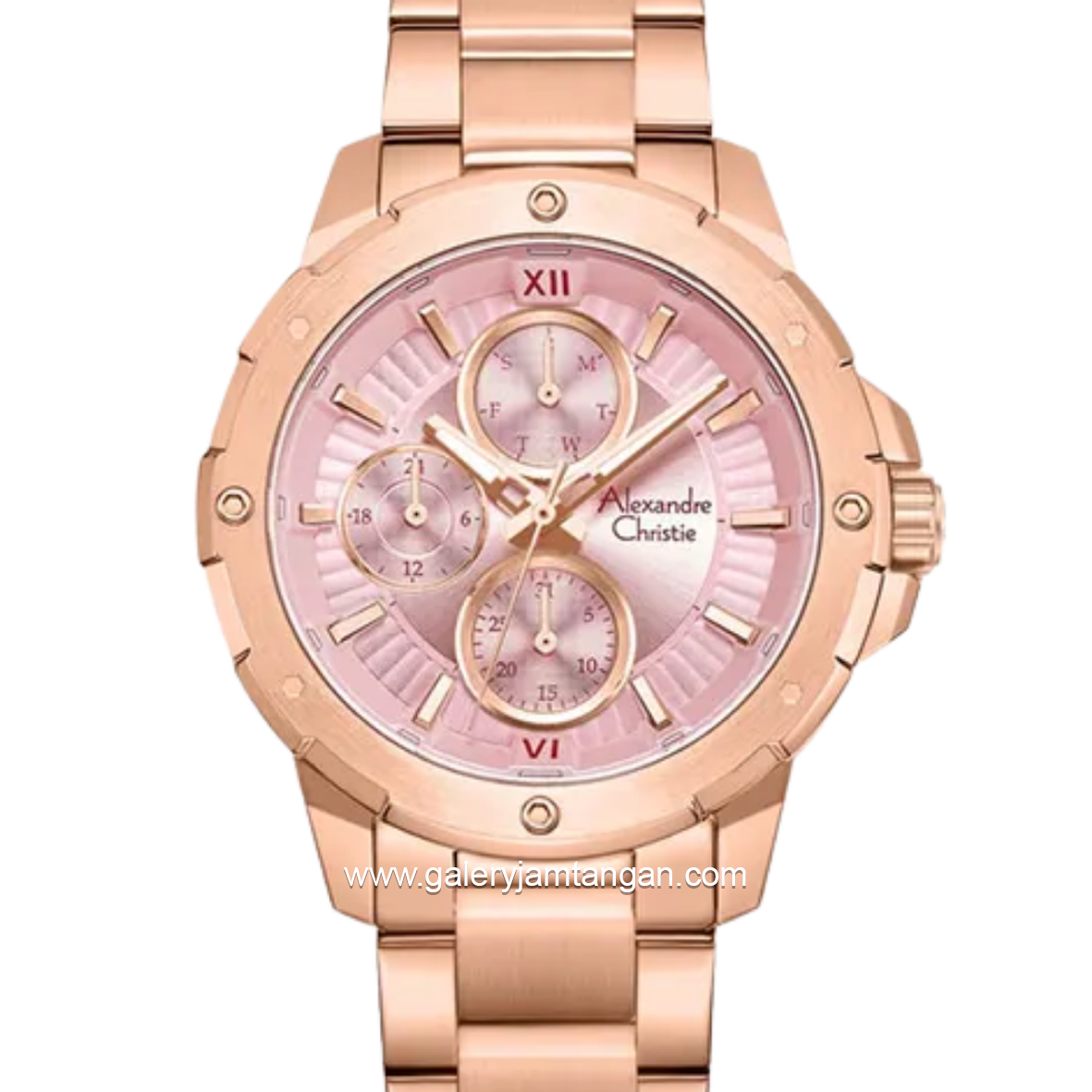 Alexandre Christie AC 6410 BF BRGPN-2 Pink Dial Rose Gold Stainless Steel Strap