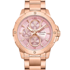 Alexandre Christie AC 6410 BF BRGPN-2 Pink Dial Rose Gold Stainless Steel Strap