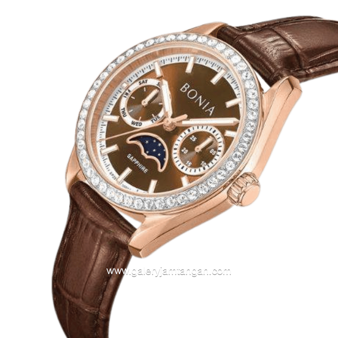 BONIA BNB10934-2542S Brown Rose Gold Dial Brown Leather Strap