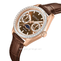 BONIA BNB10934-2542S Brown Rose Gold Dial Brown Leather Strap