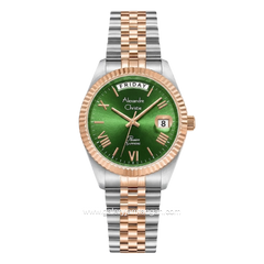 Alexandre Christie AC 5014 LEBTRGN Green Dial Dual Tone Stainless Steel Strap